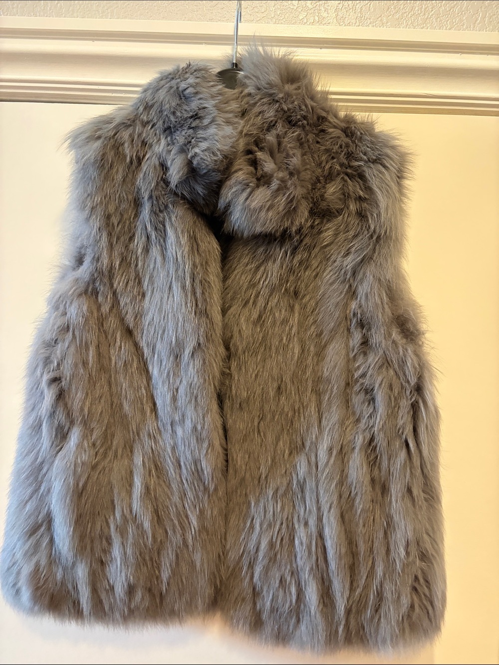 Theory Gray Faux Fur Vest with Plush Collar